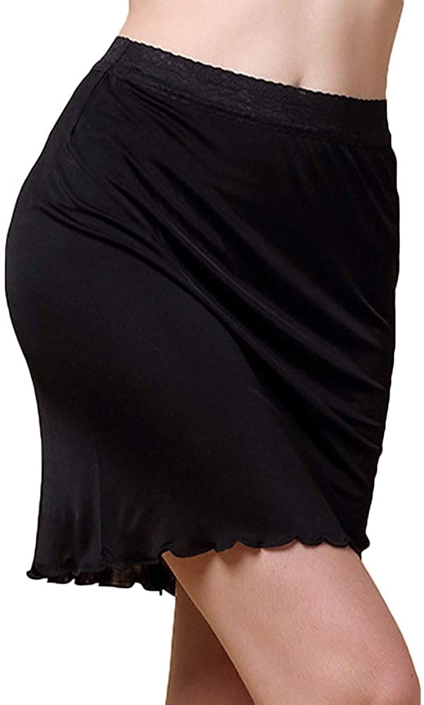 Price:$5.99 Silk Adjustable Waist Half Slips for Women Lace Trim Underskirt at Amazon Women’s Clothing store