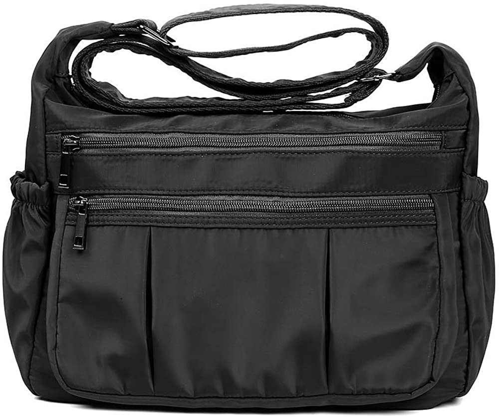 Price:$23.99 Crossbody Bags for Women Waterproof Shoulder Bags Multi Pocket Travel Purses and Handbags Lightweight Messenger Bag (Black-Large)  Handbags   