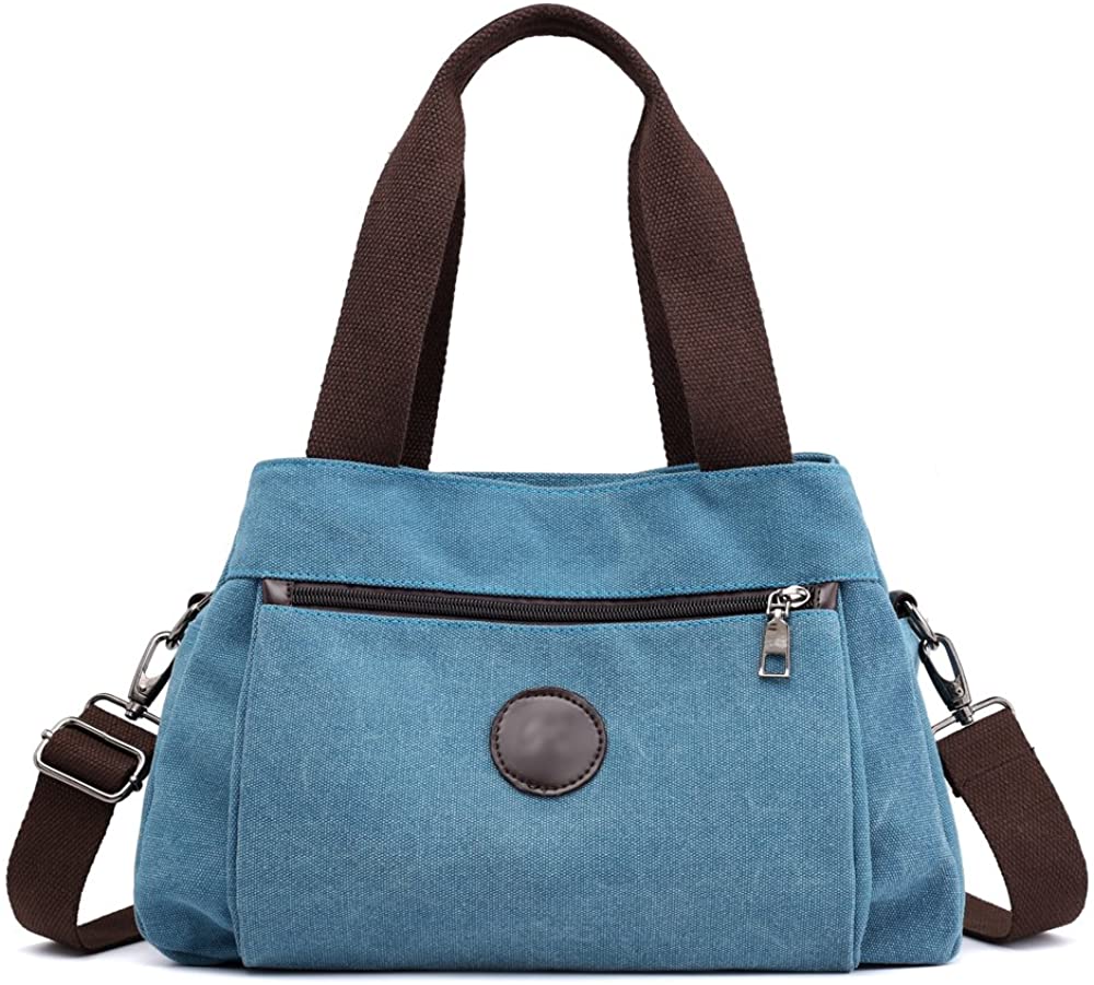 Price:$24.57    Hiigoo Women's Casual Totes Bag Shoulder Bag Canvas Handbags 3-open Crossbody Bag Messenger Bag (Blue)  Clothing