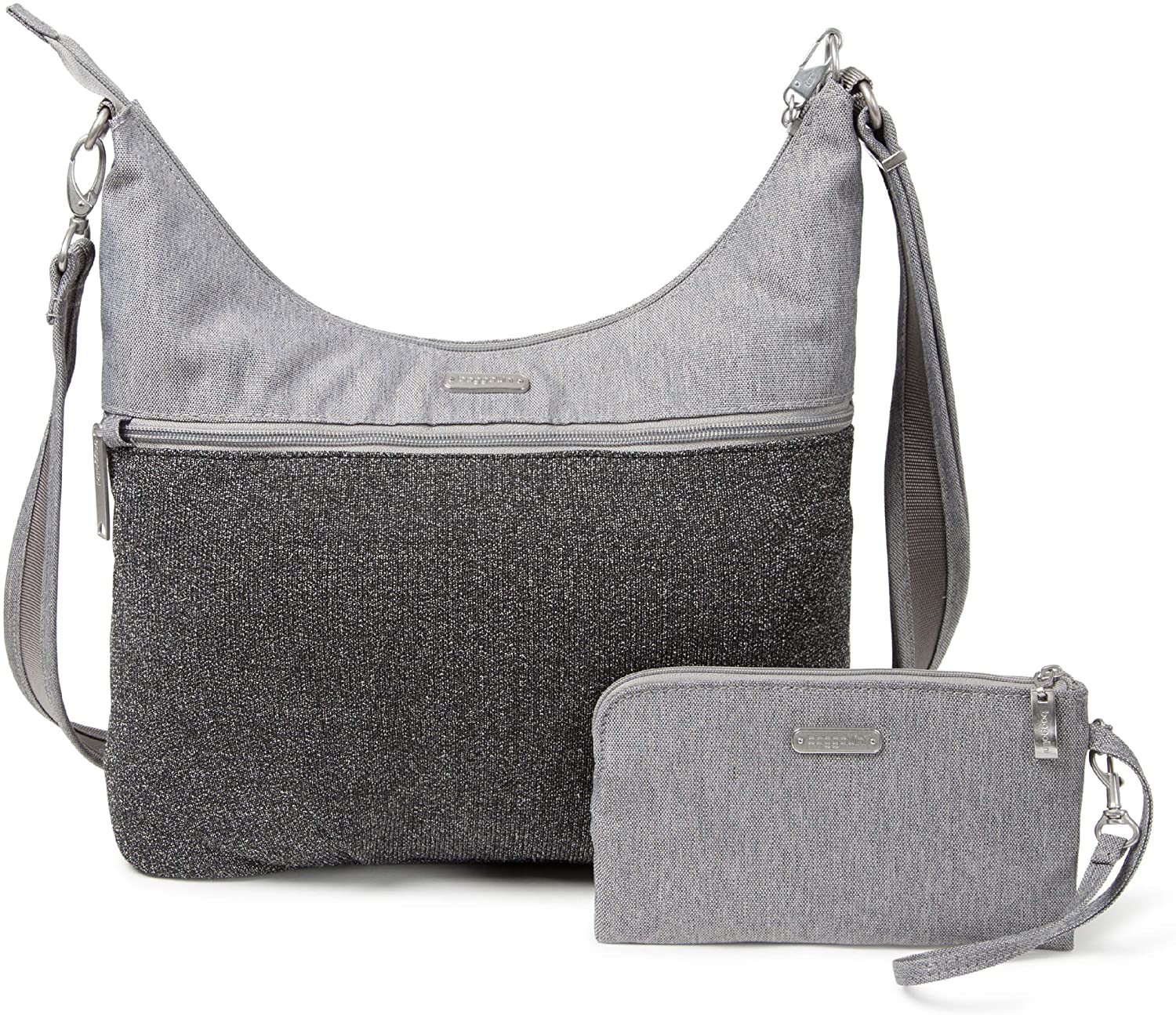 Price:$53.14    Baggallini Anti-Theft Hobo Bag - Stylish Travel Purse With Locking Zippers and RFID-Protected Wristlet, Gray Design  Clothing