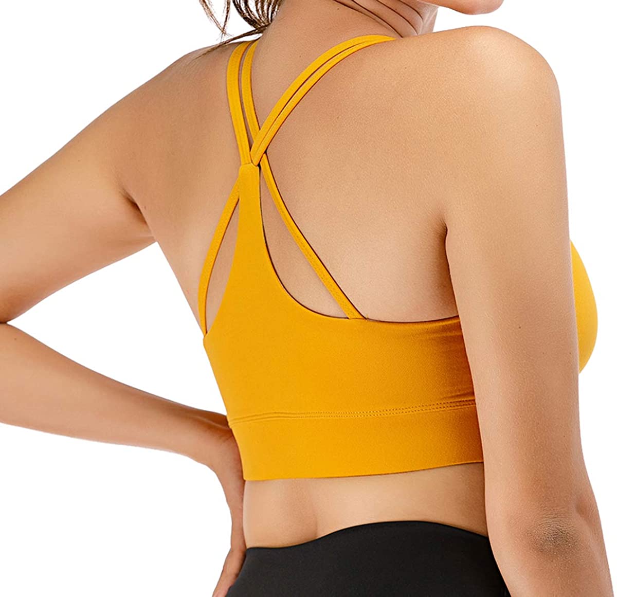 Price:$14.99 Aonour Womewn Strappy Sports Bras Cross Back Padded Workout Yoga Bra Tops for Women at Amazon Women’s Clothing store