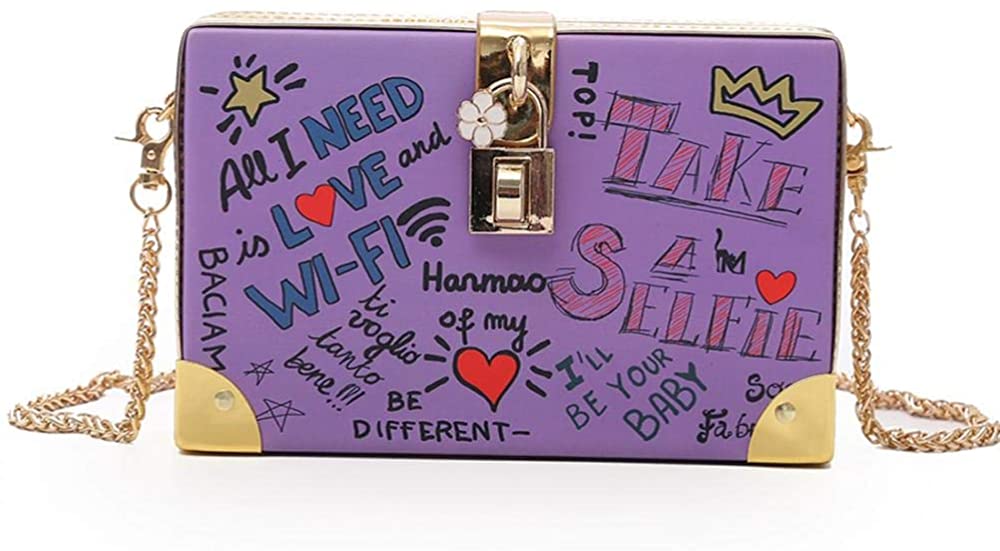 Price:$27.99 Clutch Purses Crossbody Bag for Women Chic Box Bag Shoulder Handbags for Daily Use Travel Work Prom (Purple)  Handbags   
