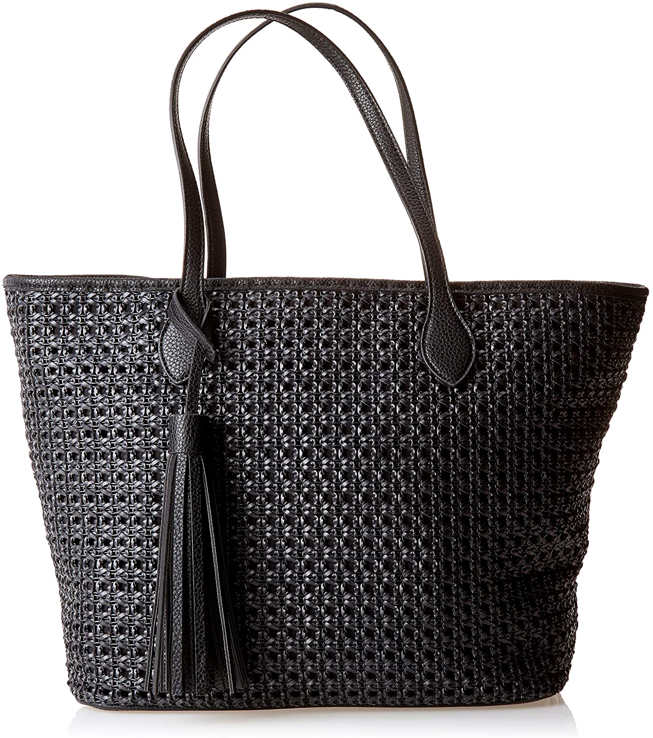 Price:$81.41    Steve Madden womens Woven Canvas Tote Bag, Black, 12.5 L x 11.5 H 6.75 W US  Clothing