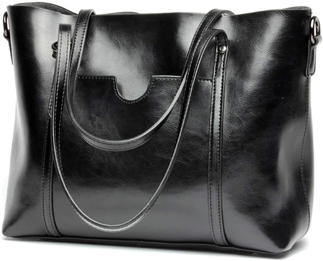 Price:$34.99    Covelin Women's Handbag Genuine Leather Tote Shoulder Bags Large Capacity Black  Clothing