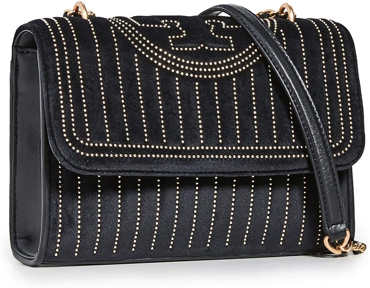 Price:$526.24 Tory Burch Women's Fleming Mini Stud Small Shoulder Bag, Black, One Size  Handbags   