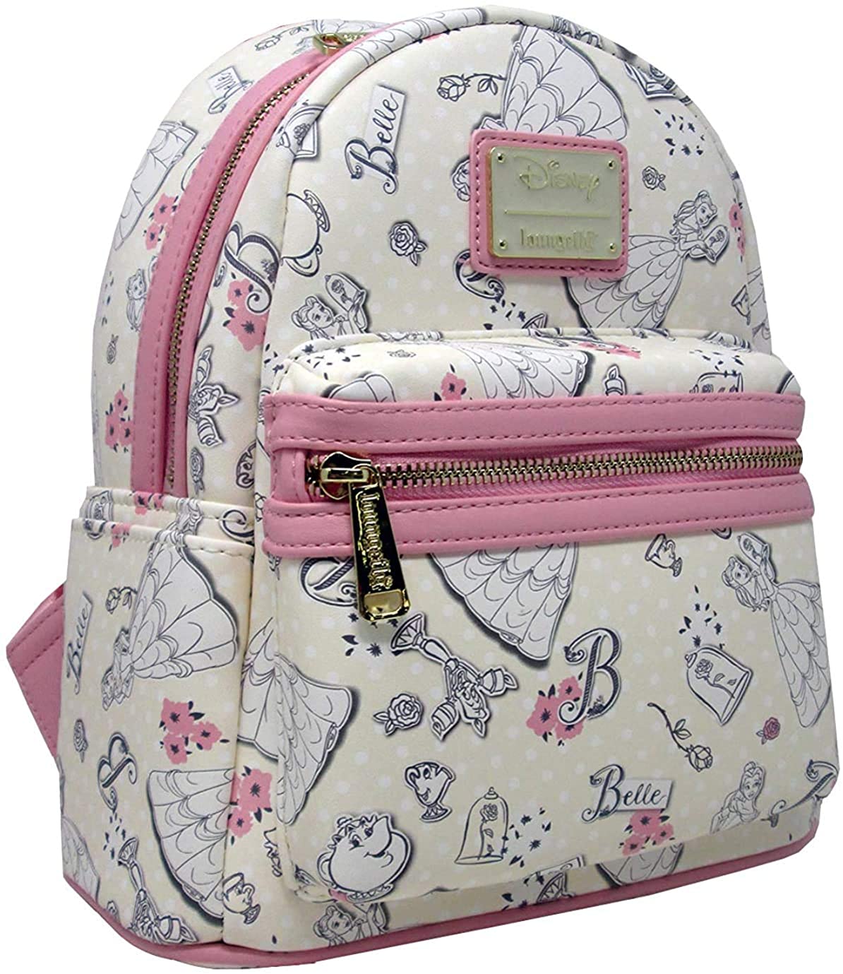 Price:$85.00    Loungefly Disney Beauty and the Beast Belle All Over Print Womens Double Strap Shoulder Bag Purse  Clothing