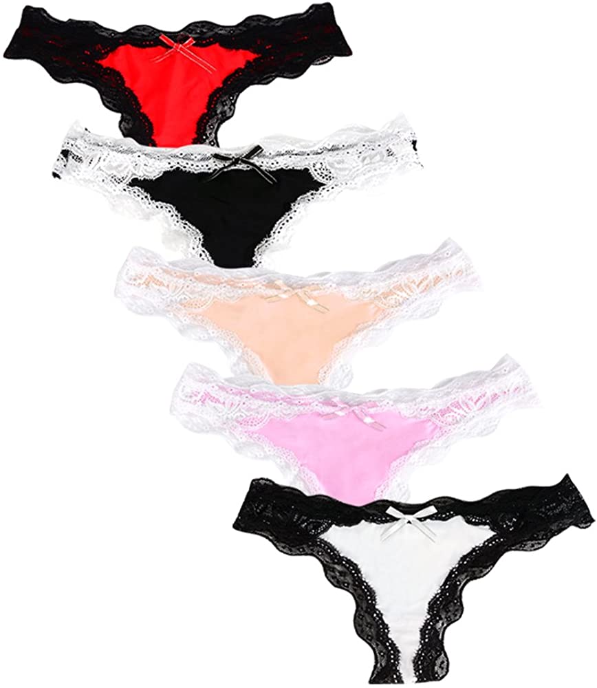 Price:$15.88    Women's Thongs Cotton Breathable Panties Lace Trim Soft Sexy Hipsters Lingerie Bikini Underwear  Clothing