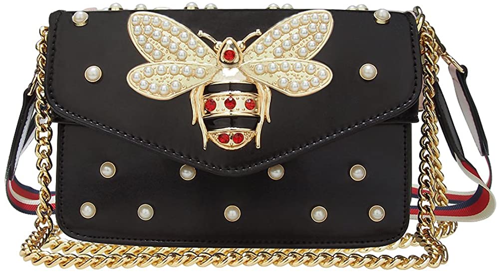Price:$31.99 Beatfull Fashion Handbags for Women, Pu Leather Shoulder Bags Cross body Bag with Bee (black)  Handbags   