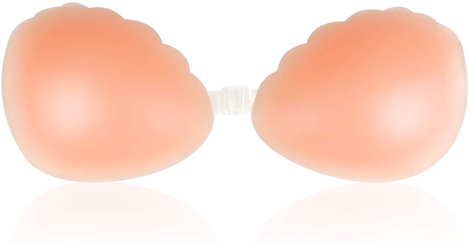 Price:$13.99 Rosmax Adhesive Silicone Bra, Reusable Backless Strapless Self Adhesive Sticky Silicone Invisible Push-up Bra for Women at Amazon Women’s Clothing store