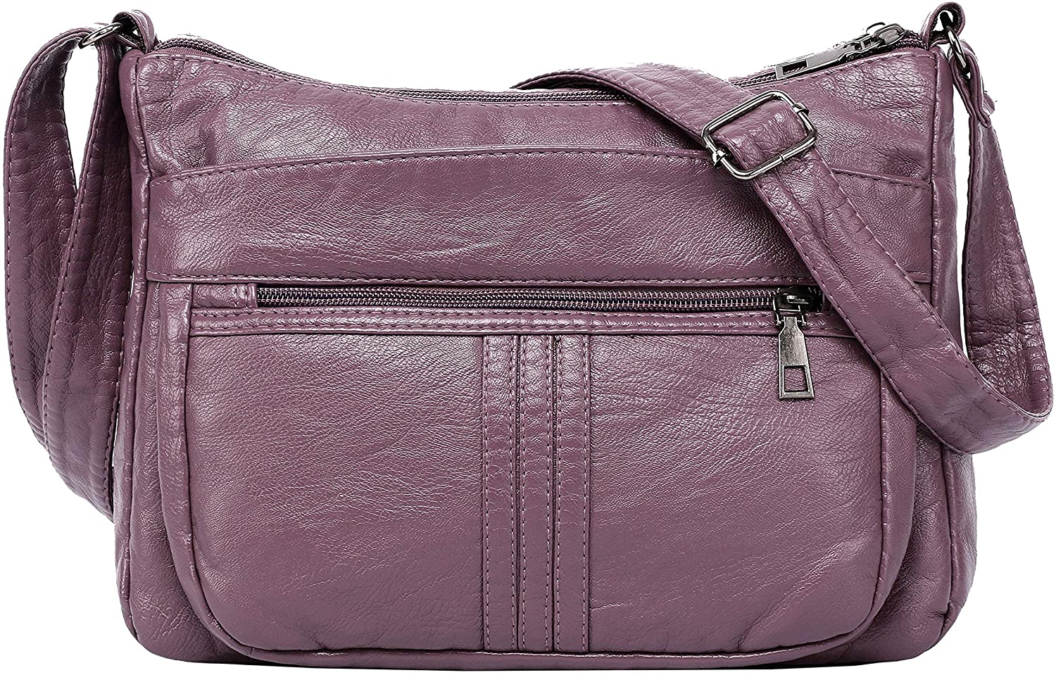 Price:$16.90 Functional Multi Pocket Crossbody Bag Handbag Purse Soft PU Leather Pocketbooks Shoulder Bag for Women (Taro)  Handbags   