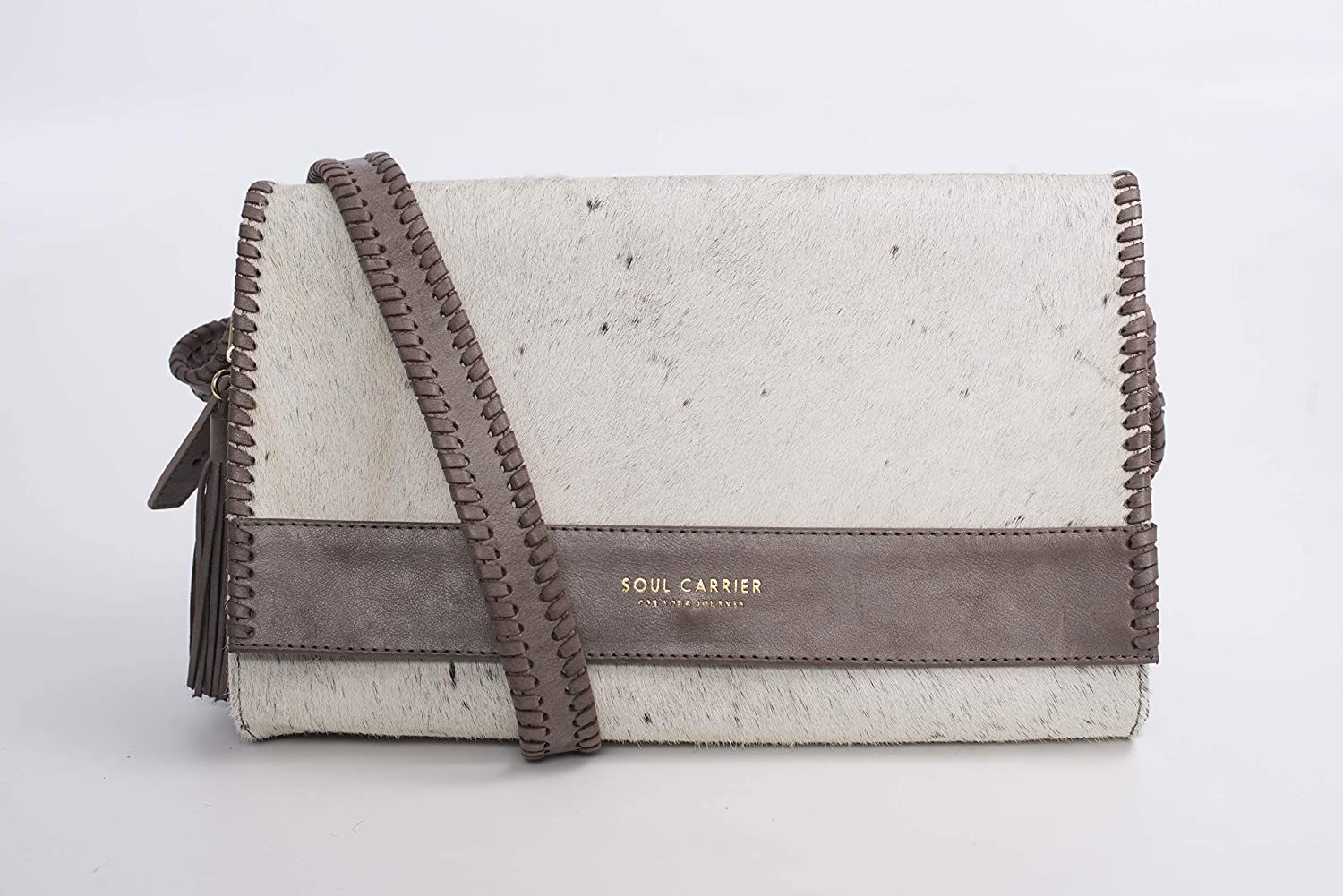 Price:$318.00    Illuminate Messenger by Soul Carrier | Womens Clutch/Purse/Handbag/Shoulder Bag with Gray Leather Strap  Clothing