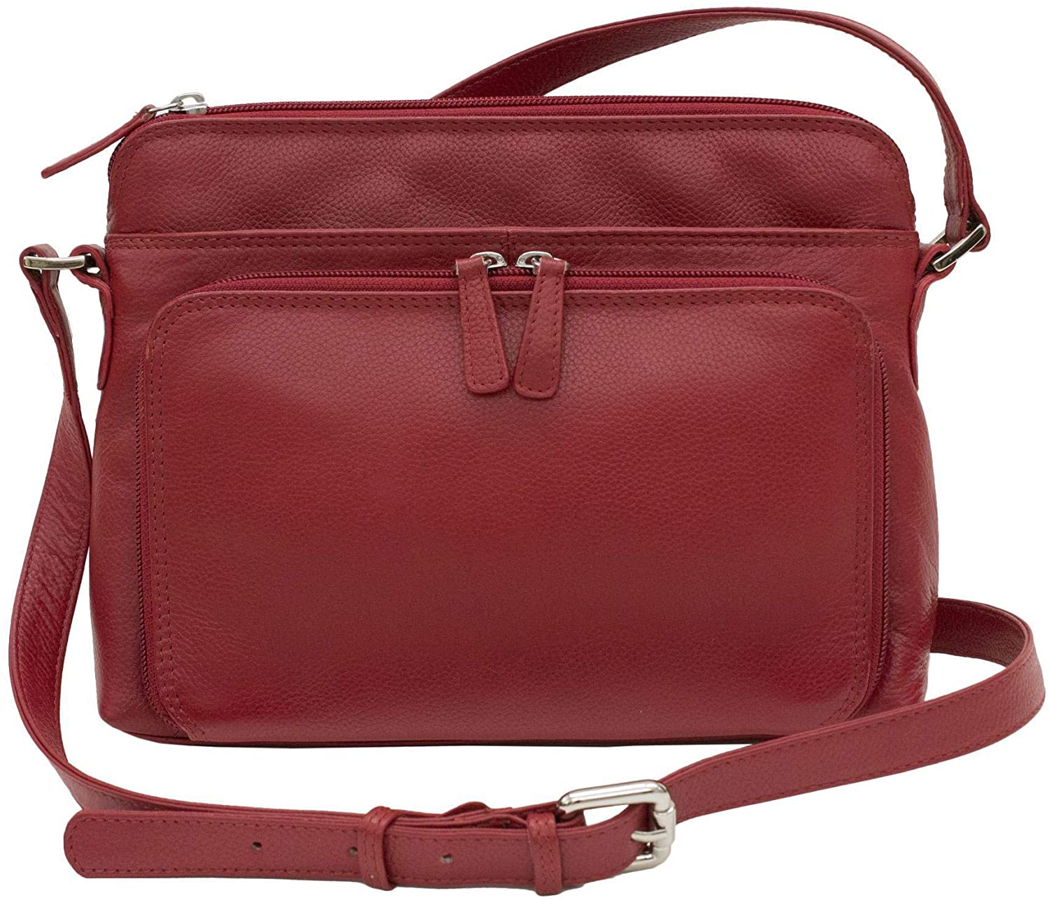 Price:$100.95 CTM Women's Leather Shoulder Bag Purse with Side Organizer, Red  Handbags   