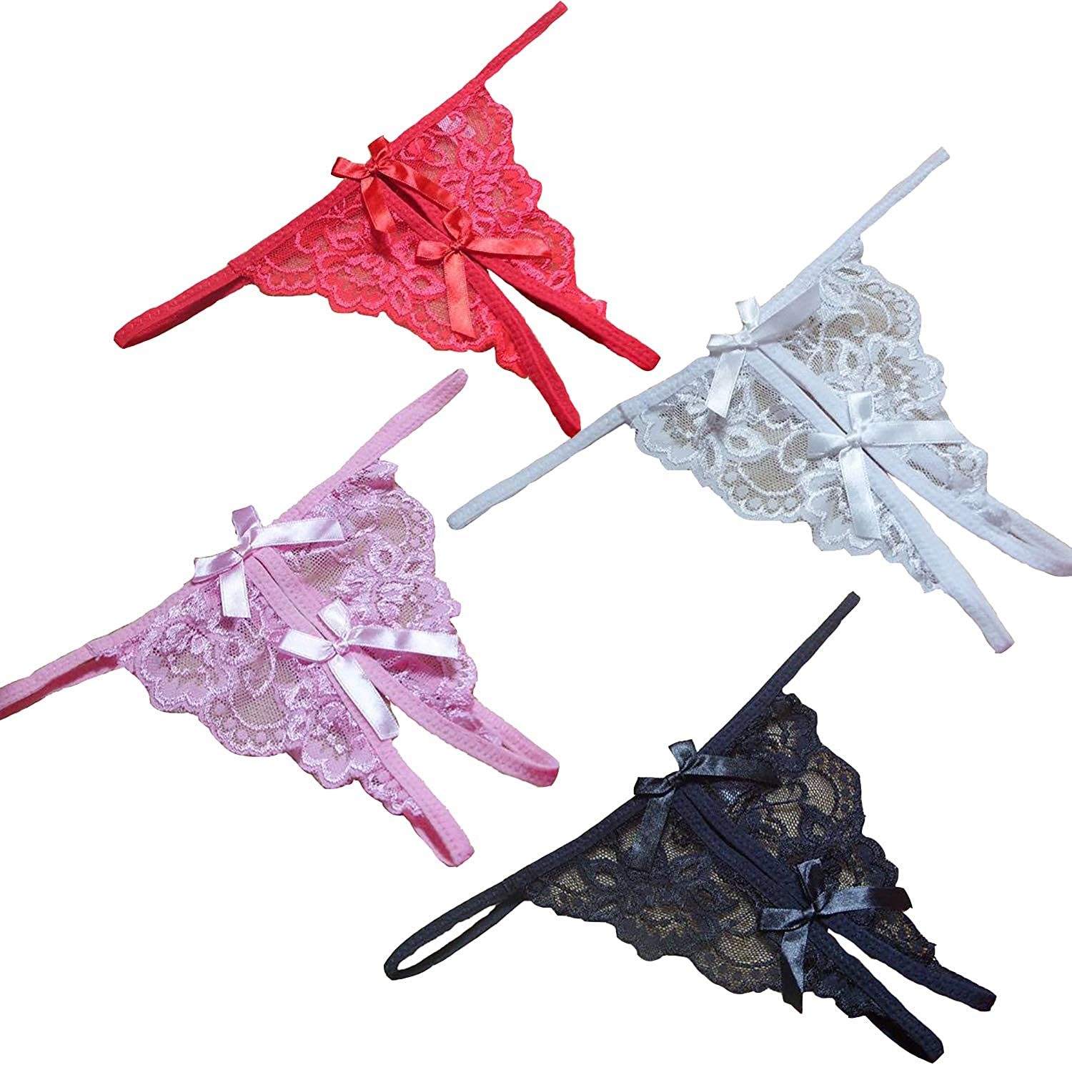 Price:$14.99    GESENWIN Women Sexy G-String Low Rise Lace Thongs Panty (4 colors, one size)  Clothing