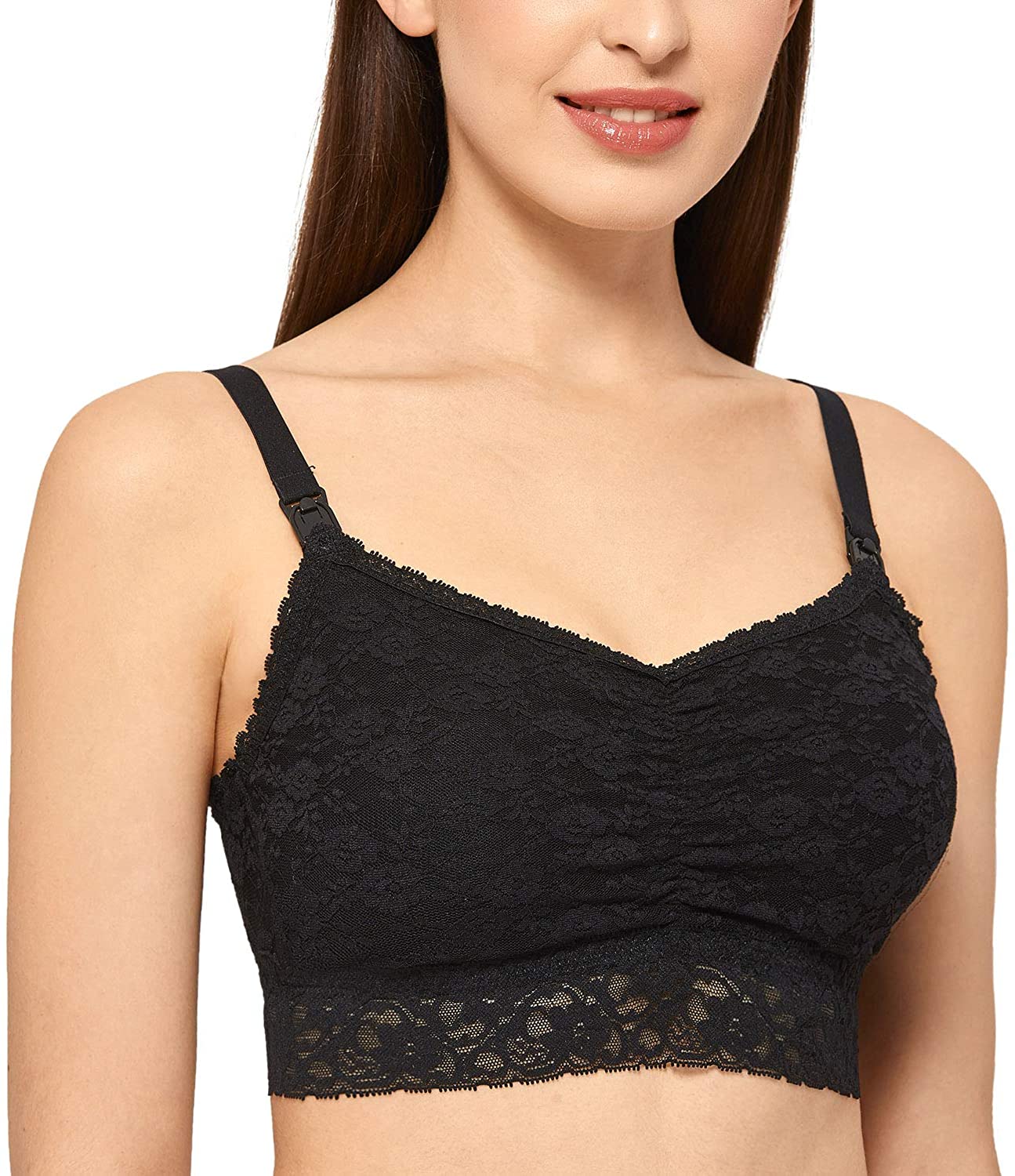Price:$18.00 MOMANDA Women's Soft Non Padded Wirefree Nursing Lace Bra Bralette at Amazon Women’s Clothing store