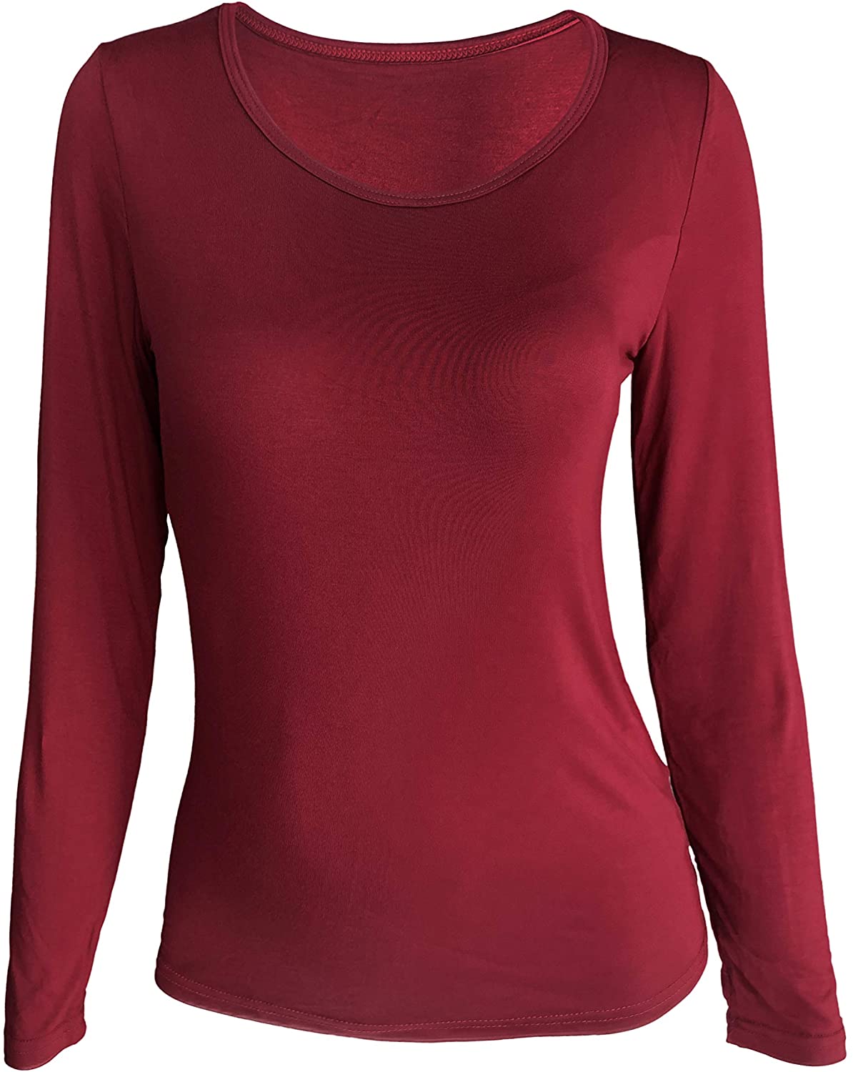 Price:$15.99 Zylioo Women's Modal Padded Long Sleeve Basic T-Shirts Built-in-Bra Crew Neck Slim Fit Yoga Tops Plus Size Tees at Amazon Women’s Clothing store