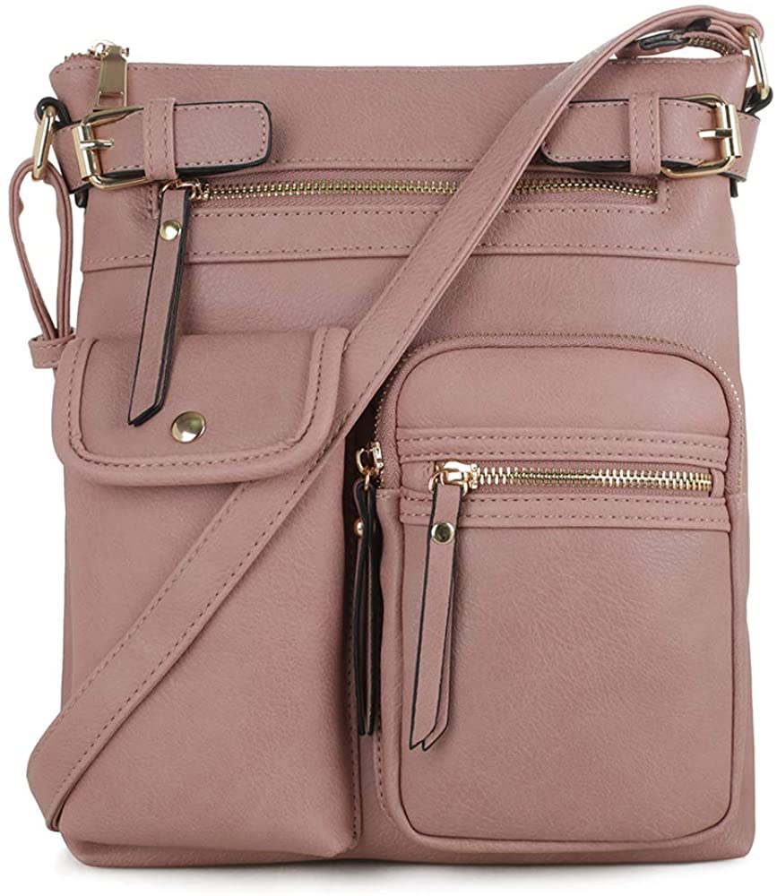 Price:$24.99 SG SUGU Katie Lightweight Medium Crossbody Bag Shoulder Bag with Multi Pocket for Women | MAUVE  Handbags   