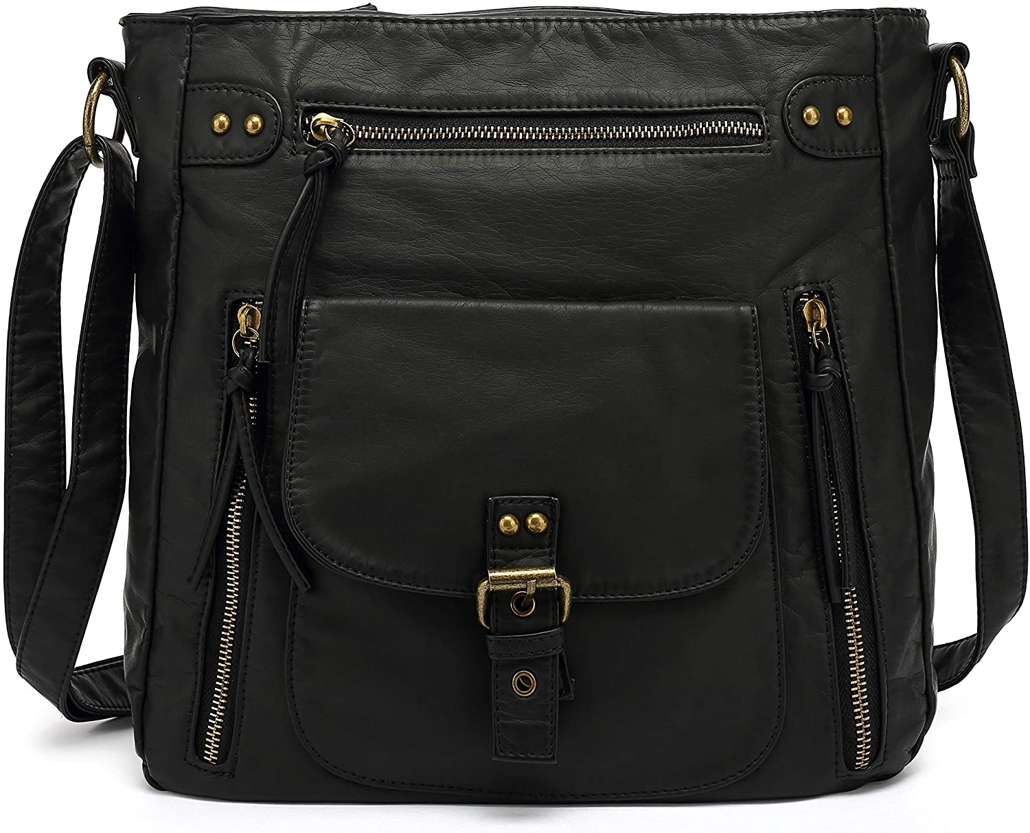 Price:$26.88 Scarleton Large Crossbody Shoulder Bag for Women, Ultra Soft Washed Vegan Leather, Black, H200501  Handbags   
