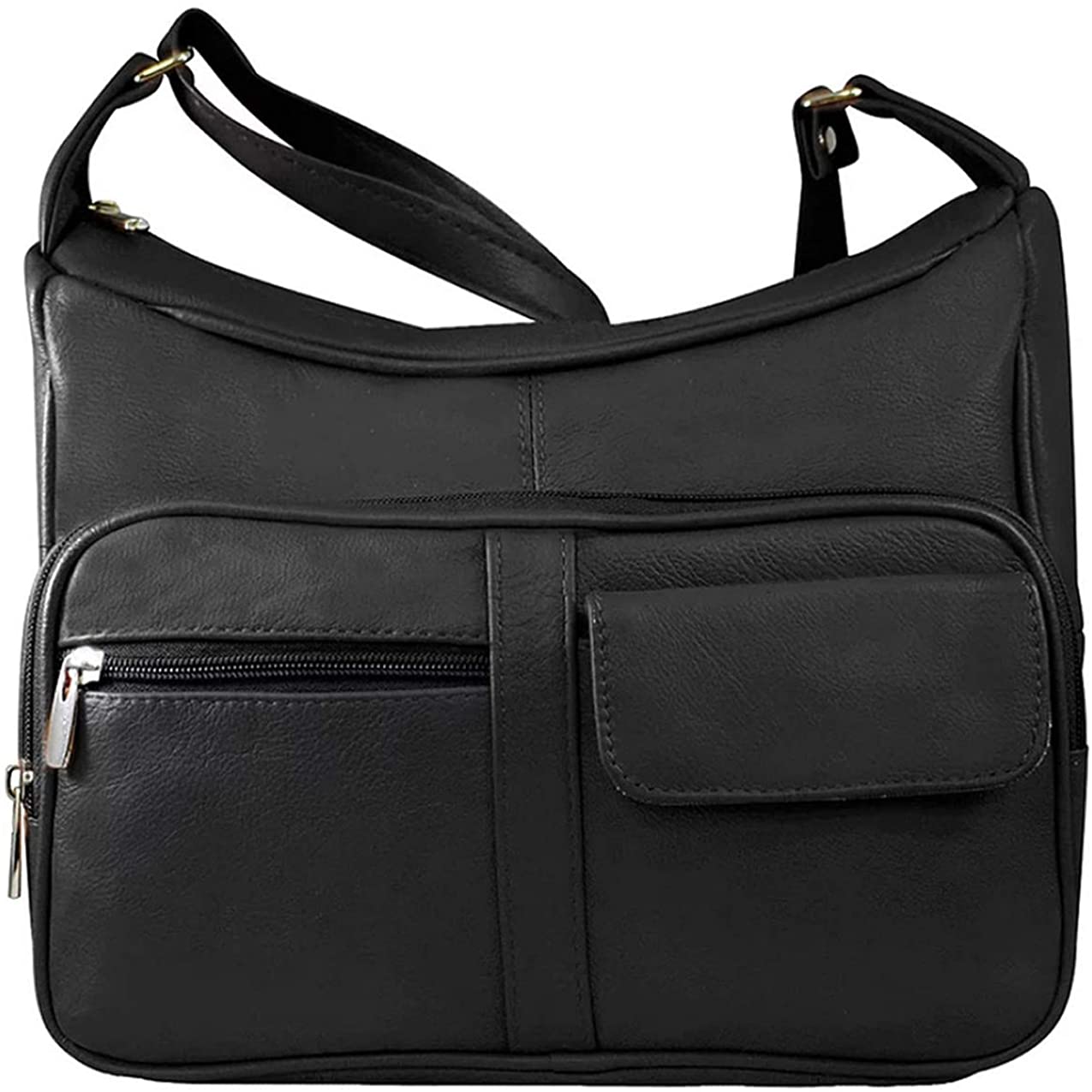Price:$33.98    SILVERFEVER Medium Leather Handbag | Ladies Shoulder Bag | Organizer w Built in Wallet (Black)  Clothing