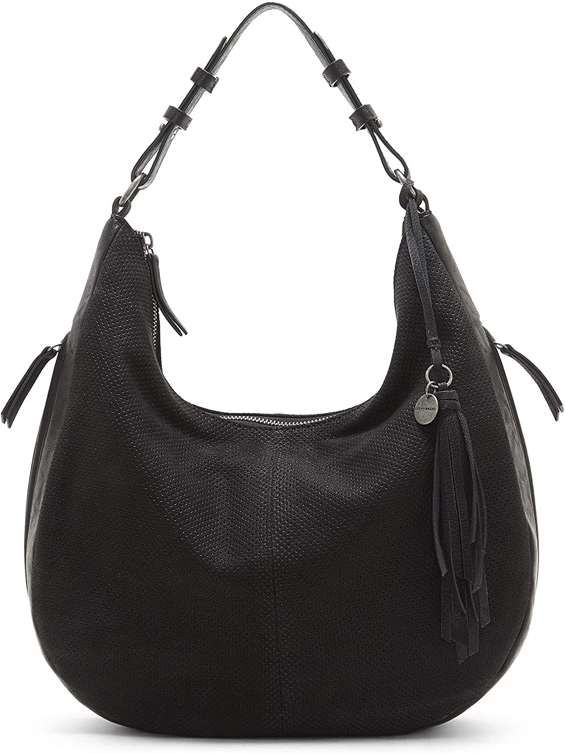 Price:$146.60    Lucky Ebon Perforated Hobo, BLACK  Clothing