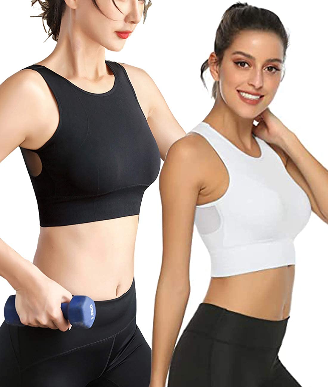 Price:$21.99 2 Pack Racerback Sports Bras Women Medium Impact Workout Yoga Gym Activewear Bra at Amazon Women’s Clothing store