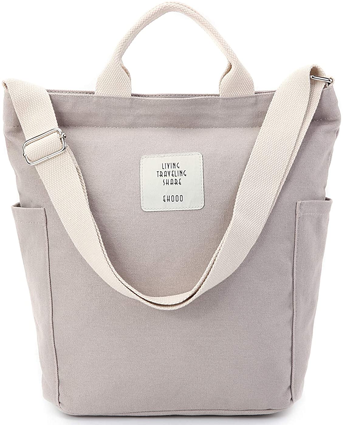 Price:$20.99    Worldlyda Women Canvas Tote Purse Handbags Crossbody Shoulder Bag Casual Work School Shopper Hobo Top Handle Handbag Taupe Grey  Clothing