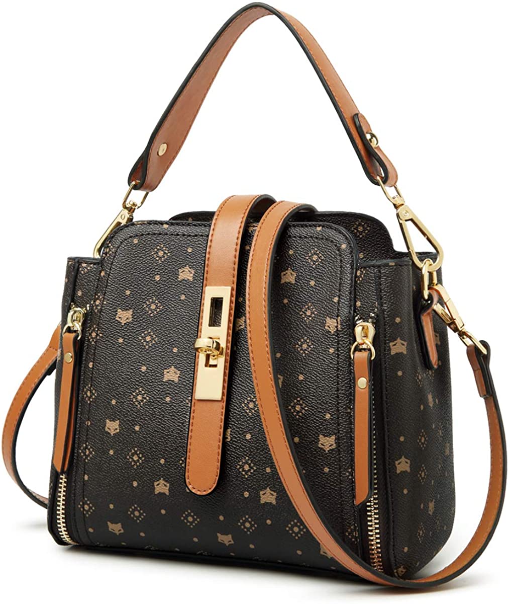 Price:$44.99 PVC Leather Handbags for Women, Women's Small Leather Crossbody Zipper Bags with Adjustable Shoulder Strap Ladies Roomy Messenger Bag Womens Top-Handle Bags Women Purses Fashion Satchels Brown  Handbags   