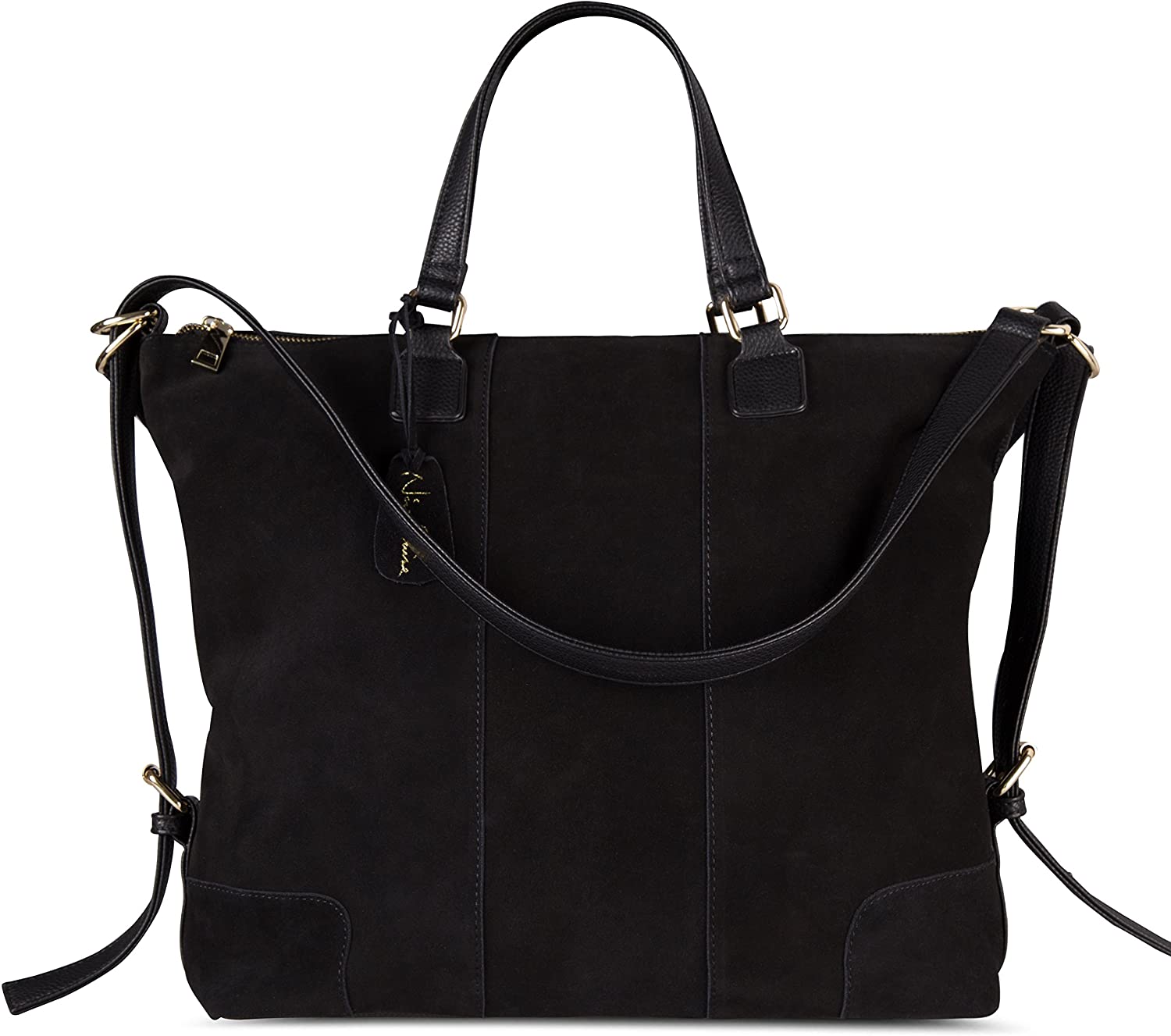 Price:$37.99    Nico Louise Women Real Split Suede Leather Shoulder Tote Bag Female Large Leisure Handbag (Black)  Clothing