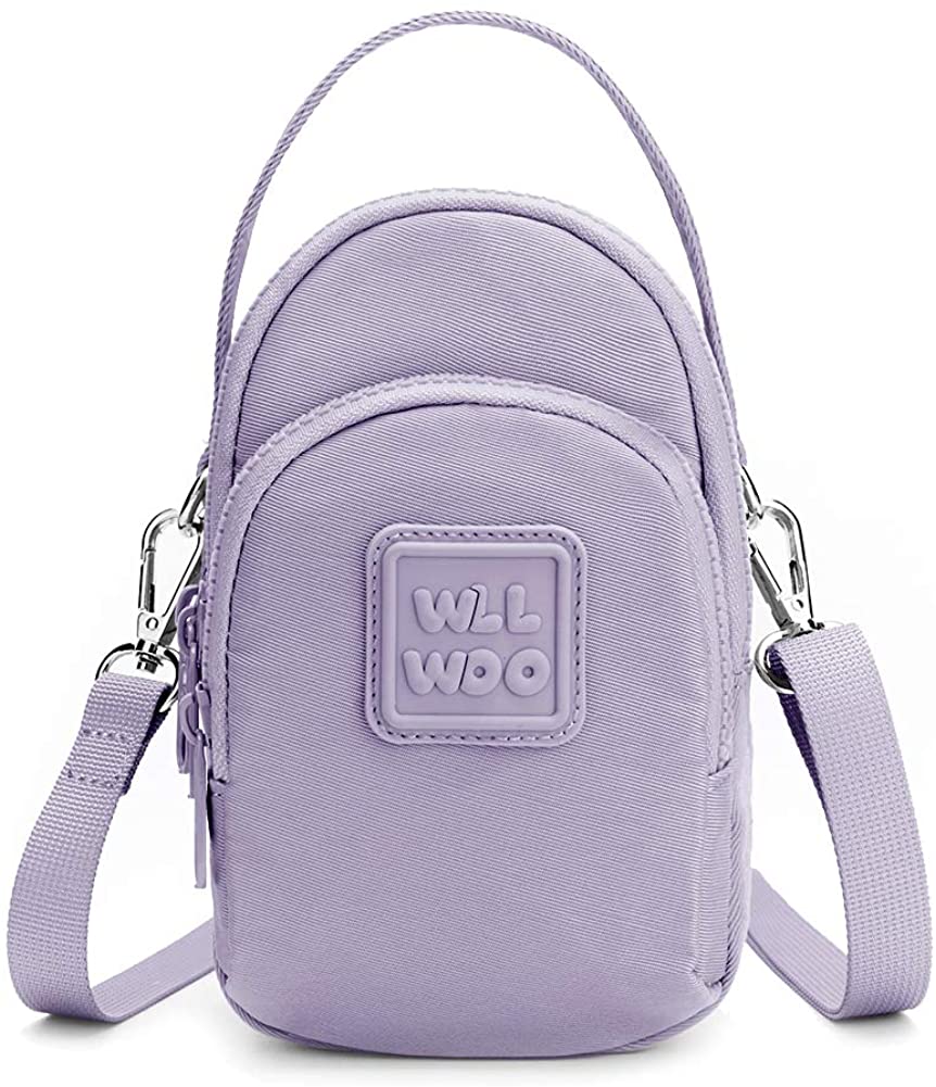 Price:$6.95 WLLWOO Crossbody Bag, Women Shoulder Bag Tripple Zipper Pockets Mini Handbag Wrist Purse Adjustable Strap Sport Party Purple-M  Handbags   