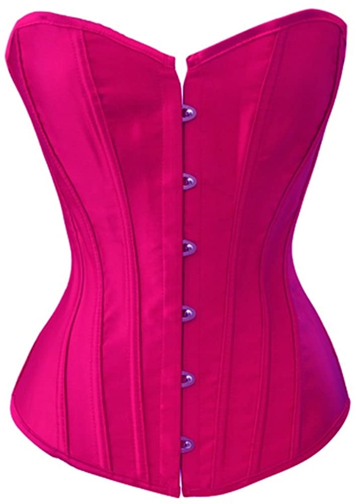 Price:$19.99    Chicastic Hot Pink Satin Sexy Strong Boned Corset Lace Up Overbust Bustier Bodyshaper Top - 7-8 XL  Clothing