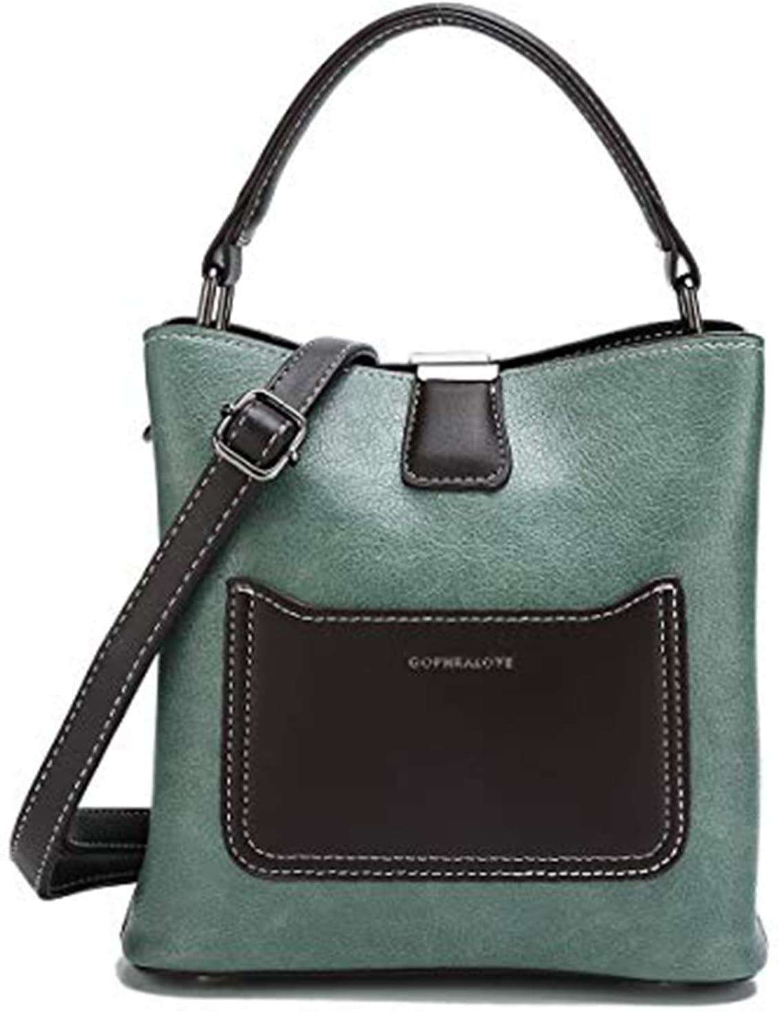 Price:$25.99    Gophralove Crossbody Small Bucket Bag For Women Girls, Double Strap PU Leather Purse Vintage Shoulder Bag Handbag  Clothing