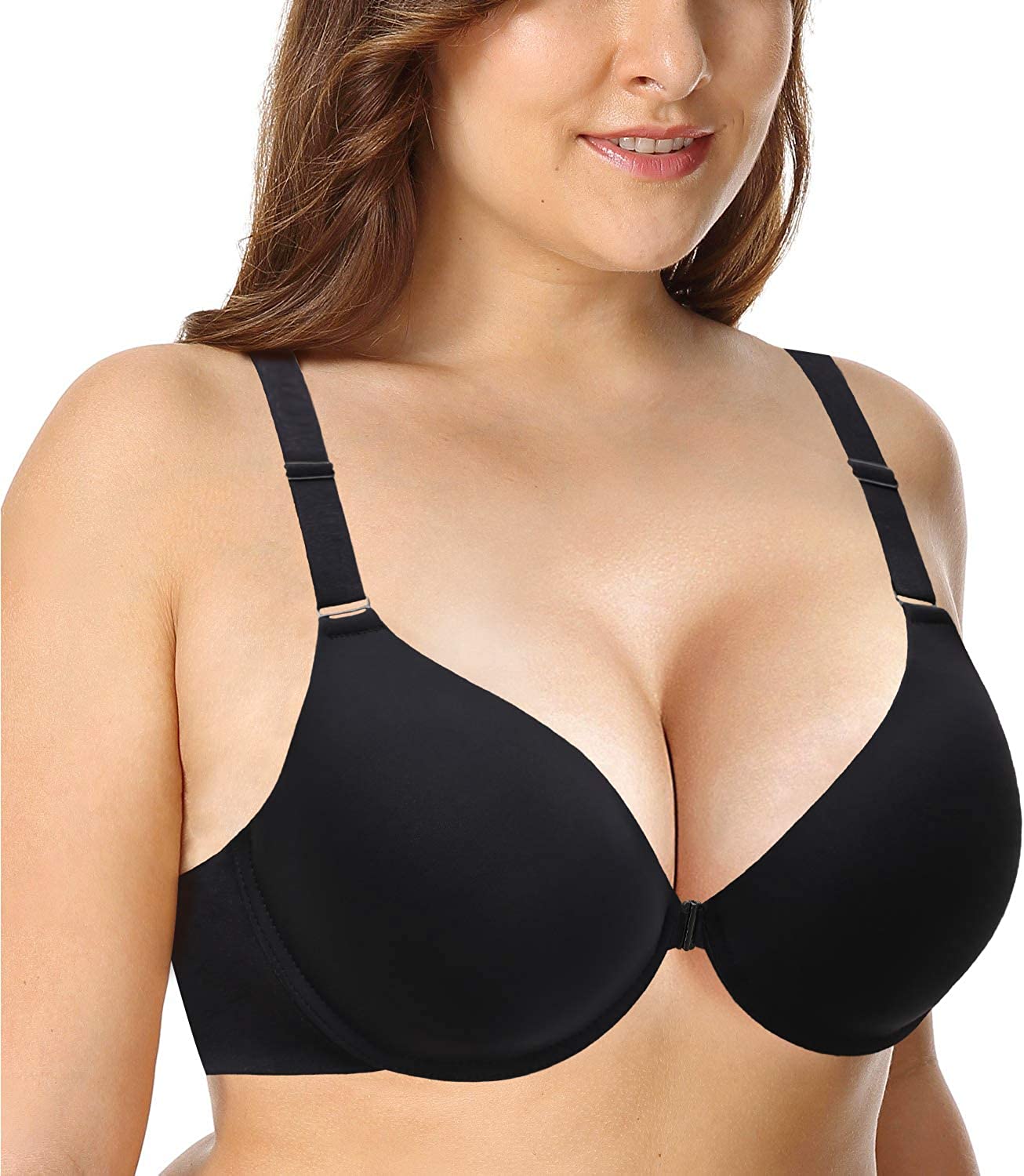 Price:$9.99 YICHAOYILIANG 38D-46DDD Bras for Women Front Closure Plus Size Underwire Full Coverage Support Everyday Bra for DDD Cup at Amazon Women’s Clothing store