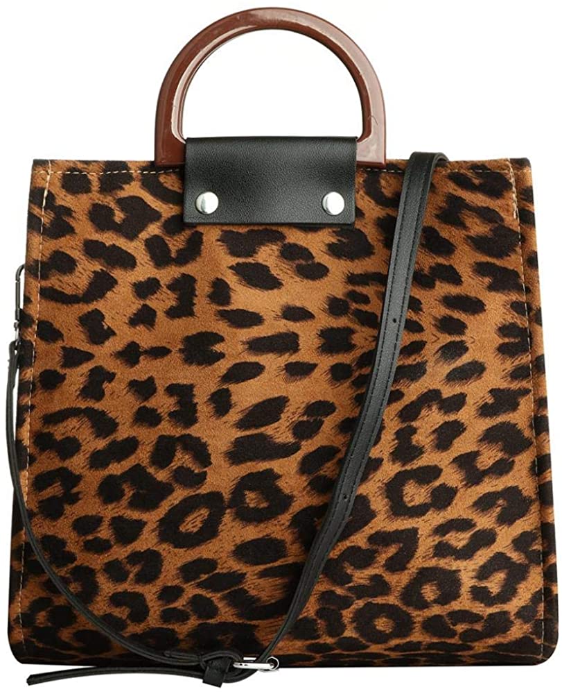 Price:$23.99    Crossbody Bag for Women Large Capacity Soft Canvas Leopard Pattern Top Handle Tote Shoulder Satchel Bag Handbags Clutch Purses (Brown)  Clothing