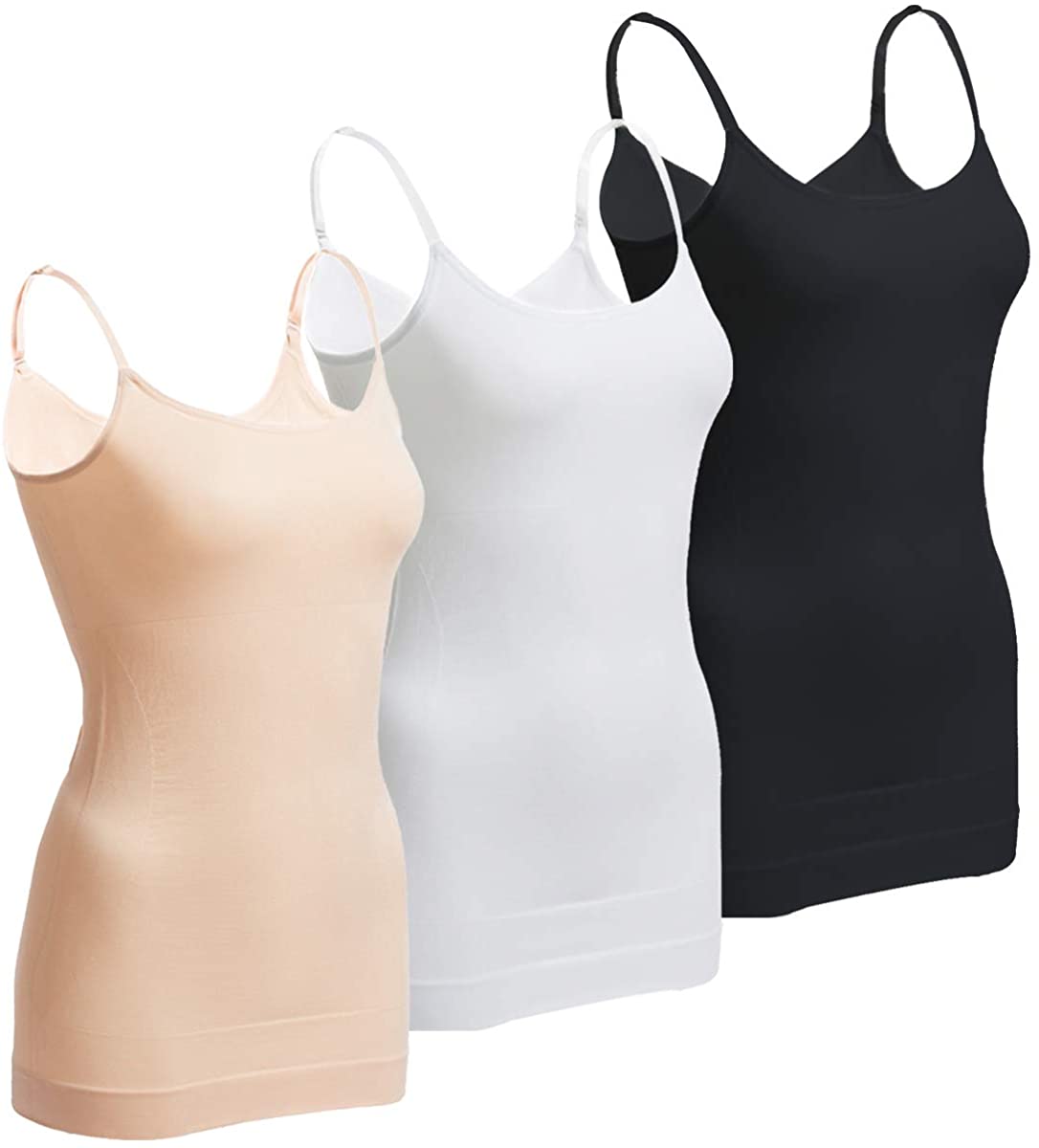 Price:$24.99 OLCHEE Women's 3PACK Shapewear Tank Tops Tummy Control - Seamless Slimming Body Shaper Top Regular and Plus Size at Amazon Women’s Clothing store