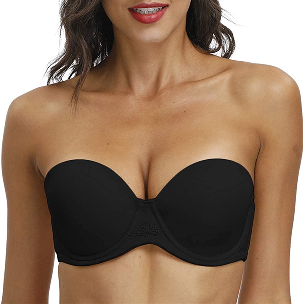 Price:$22.99 YANDW Women Plus Size Strapless Bra Full Coverage Convertible Clear Straps Multiway Low Cut Underwire Wedding Bras at Amazon Women’s Clothing store