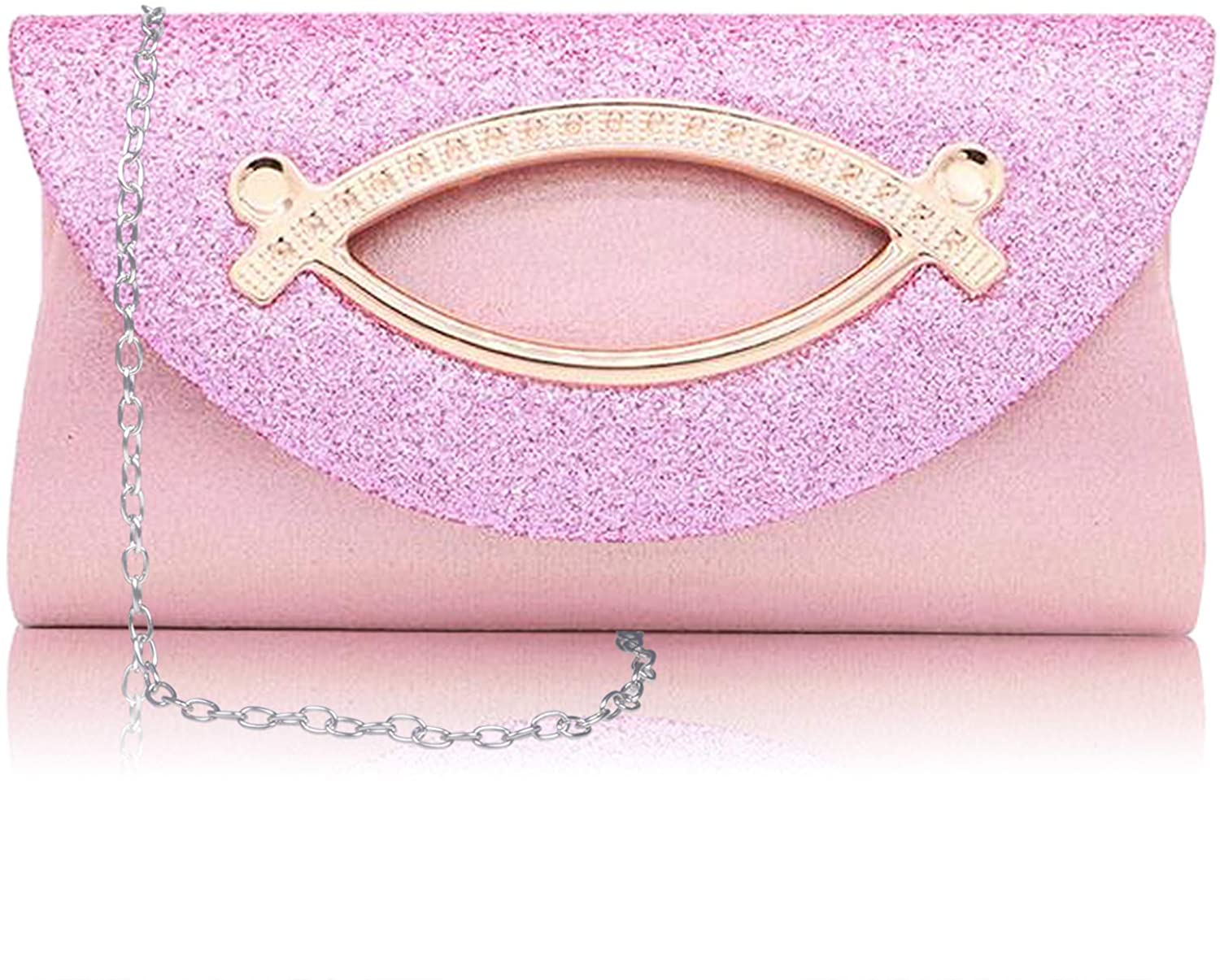 Price:$5.55 Kici Sparkly Evening Clutch Envelope Handbag Women Elegant Glitter Party Wedding Purse Crossbody Shoulder Bag  Handbags   
