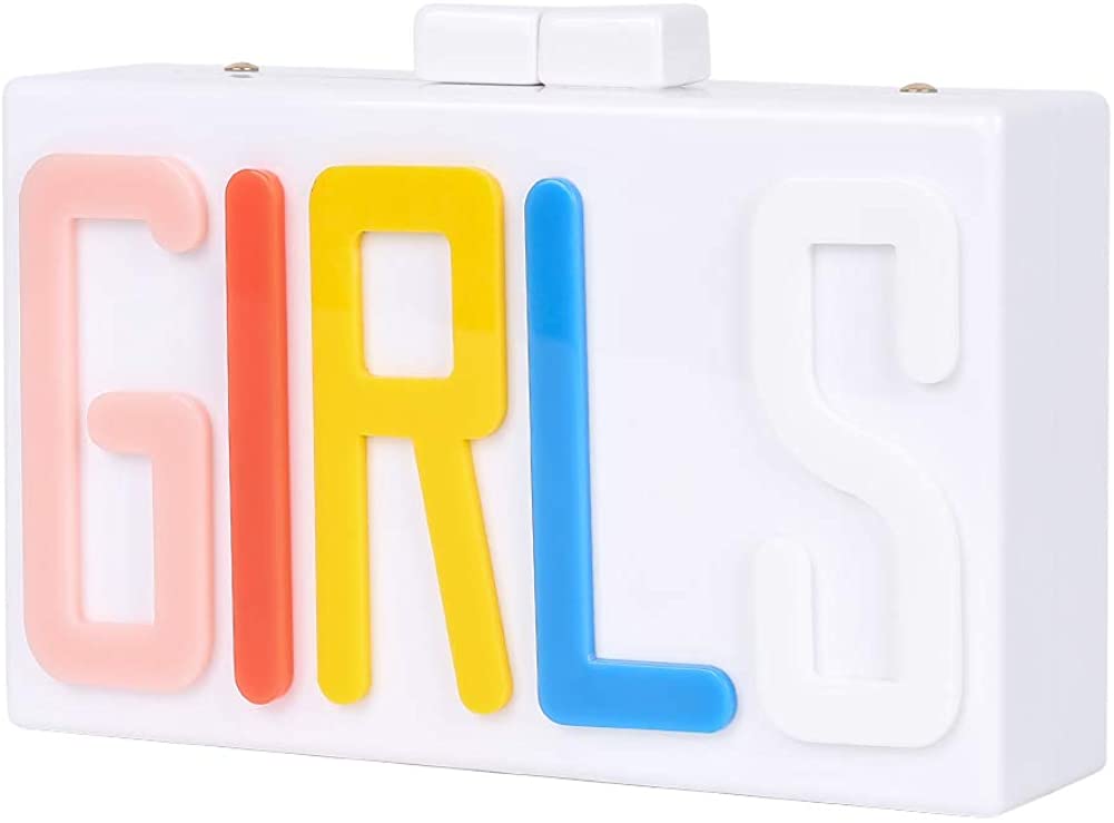 Price:$25.99 Shiratori Women Evening Clutch Bag, Acrylic Square Box Shoulder HandBags For Wedding Party Tote Purse (white)  Handbags   