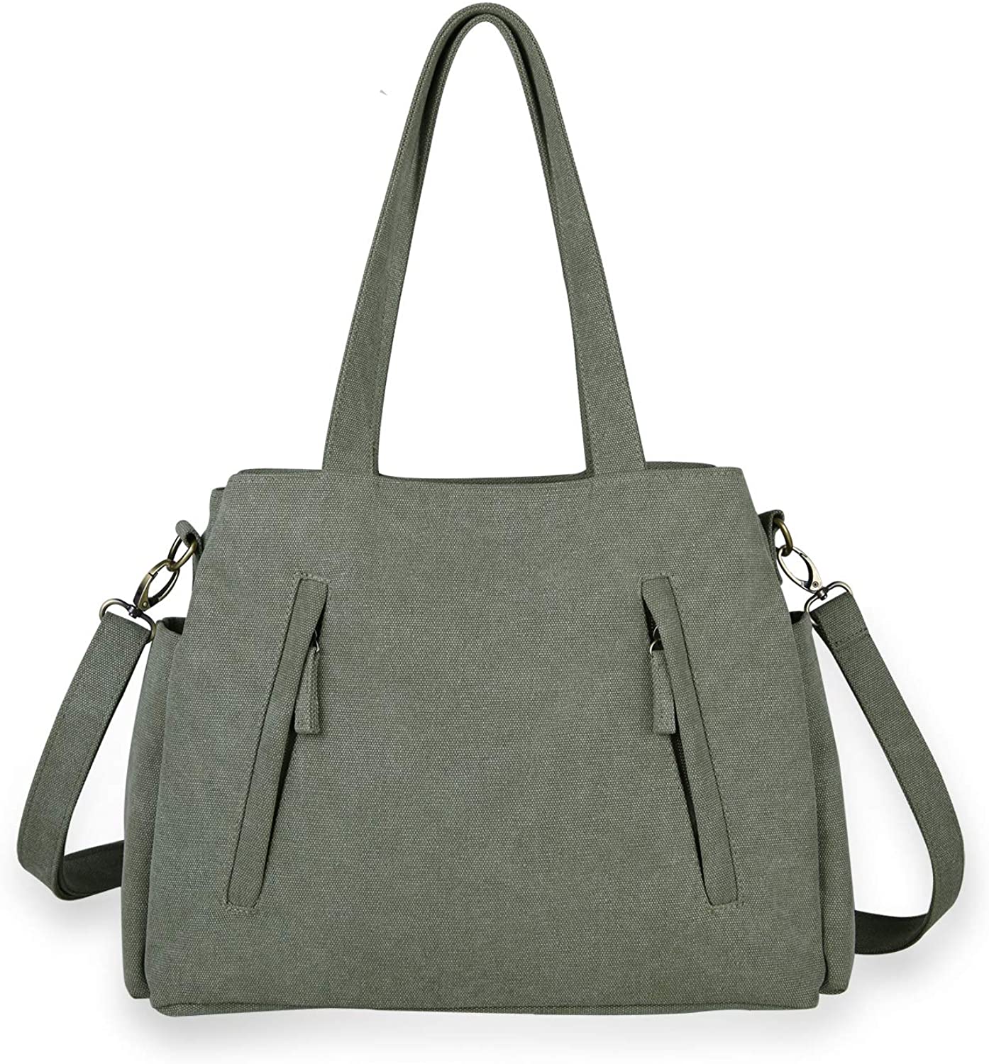 Price:$23.98    IDAILU Women's Casual Shoulder Bags Canvas Multi Compartment Travel Work Messenger Purses and Handbags Crossbody Totes (Green)  Clothing