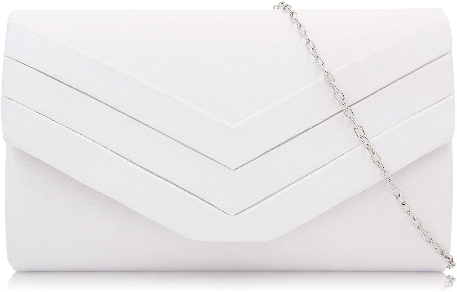 Price:$15.99 Milisente Evening Bag for Women, Suede Envelope Evening Purses Crossbody Shoulder Clutch Bag (White)  Handbags   