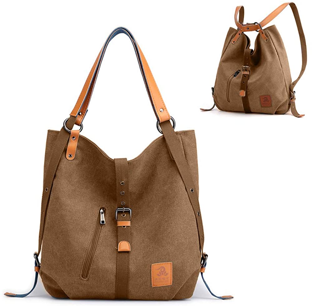 Price:$21.99    Chikencall 3 ways Women Canvas Purses Handbags Totes Shoulder Bag Backpack Hobo (Brown)  Clothing