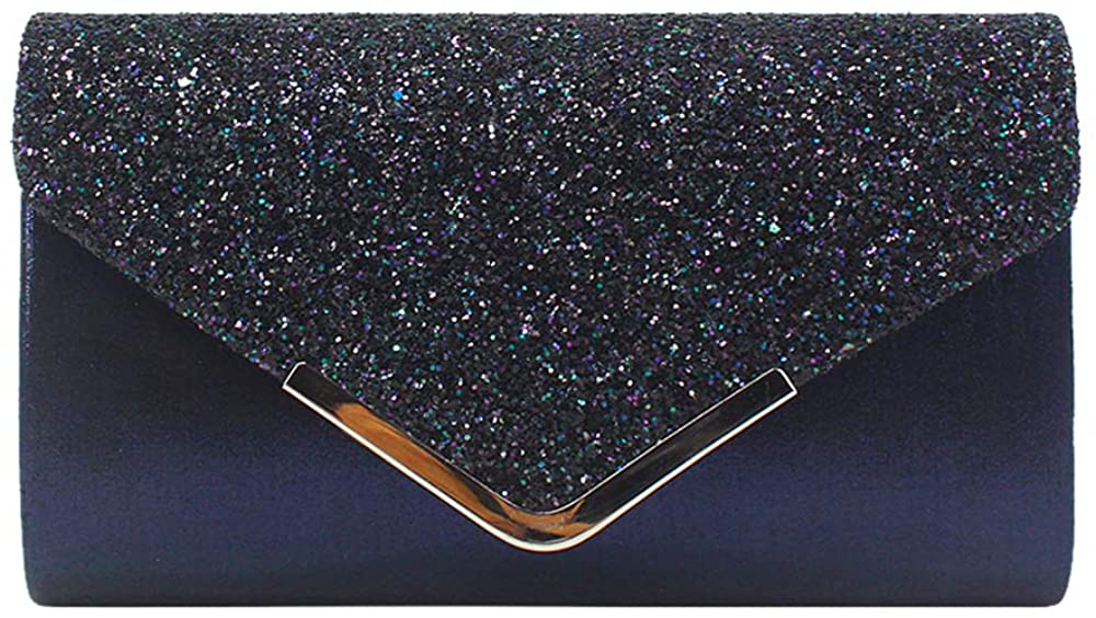 Price:$16.98    Miss Chow Glittered Envelope Clutch Purse Sequined Evening Bag Lustrous Party Handbag Shiny Shoulder Bag  Clothing