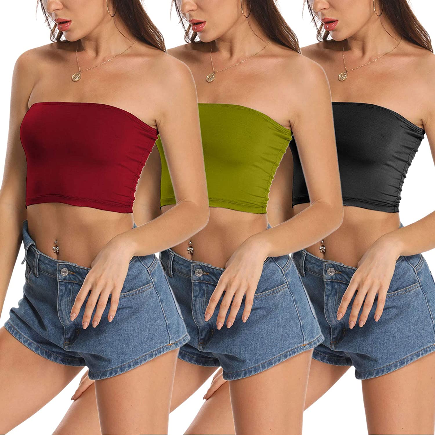 Price:$9.99 Maggie Tang Women's Plain Stretch Strapless Tube Tops at Amazon Women’s Clothing store