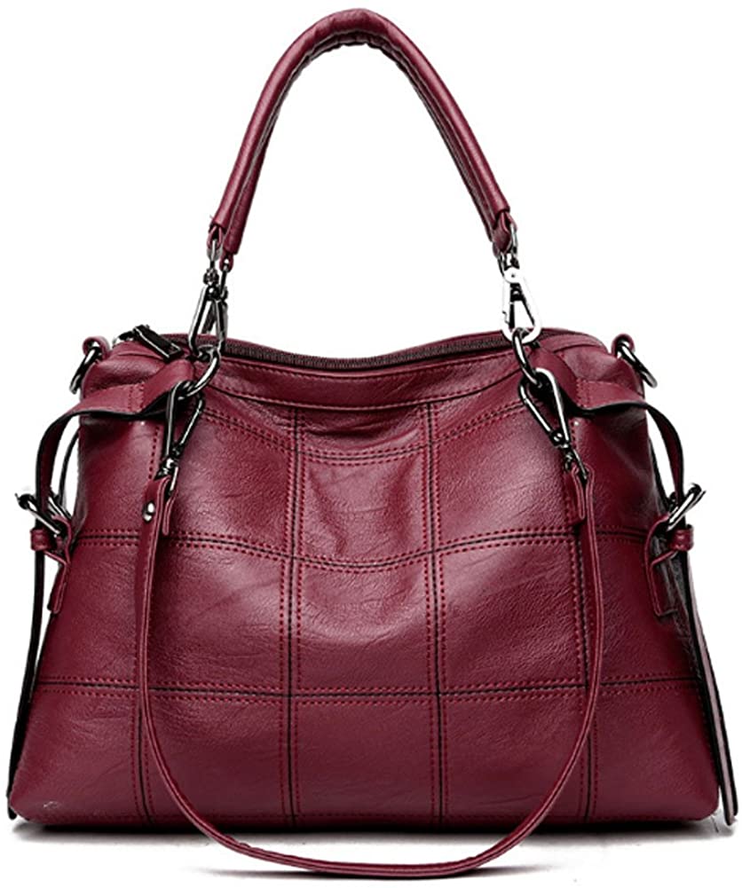 Price:$59.00    Voudi Style 3-Way Women’s Genuine Leather Satchel Tote Handbag Top Handle Bag Hobo Handbag Shoulder Bag Designer Purse (Red Wine)  Clothing