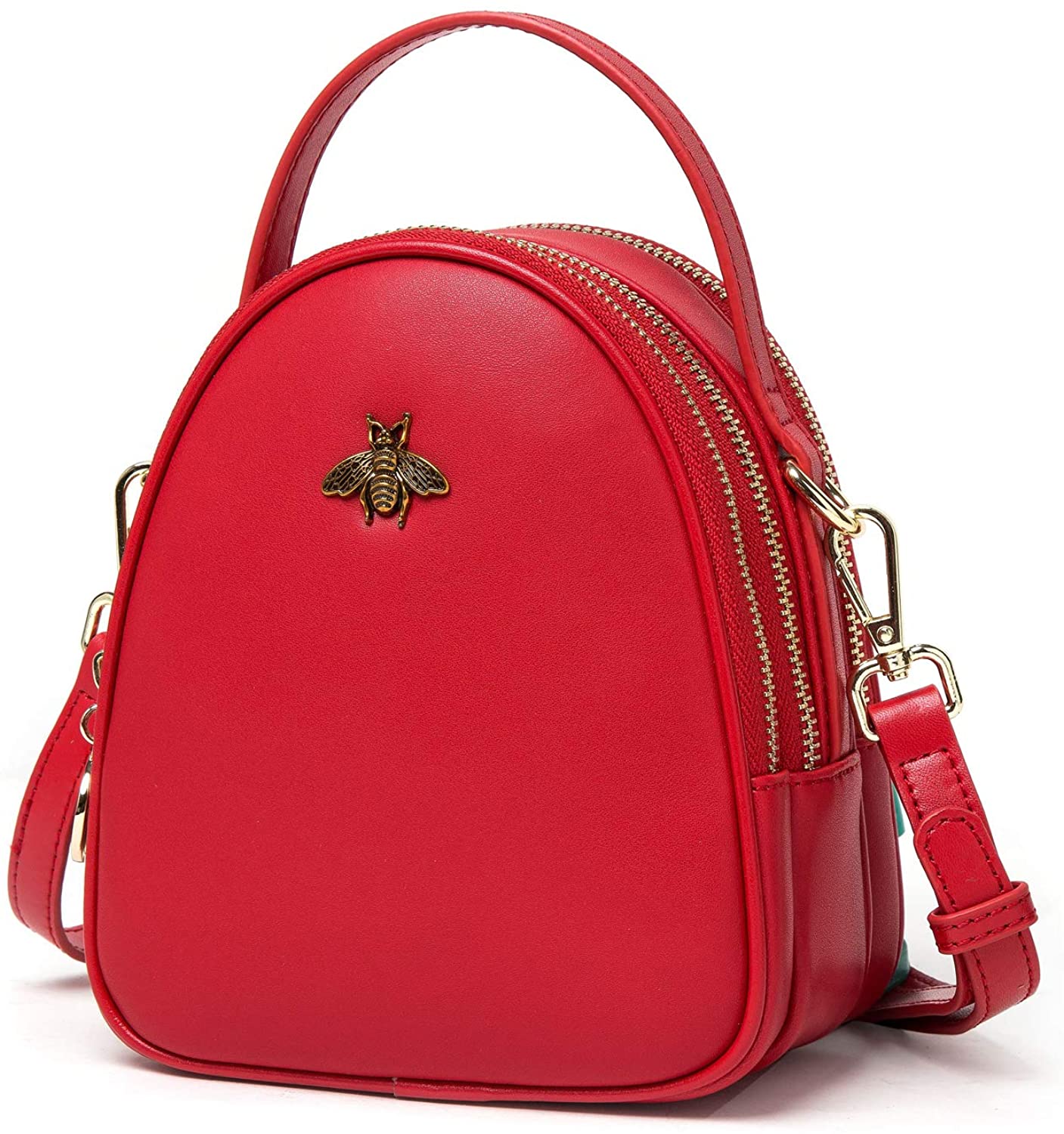 Price:$29.99 BISON DENIM Womens Small Crossbody Bag Genuine Leather Shoulder Bag Messenger Bag Handbag Purse Bee Design  Handbags   