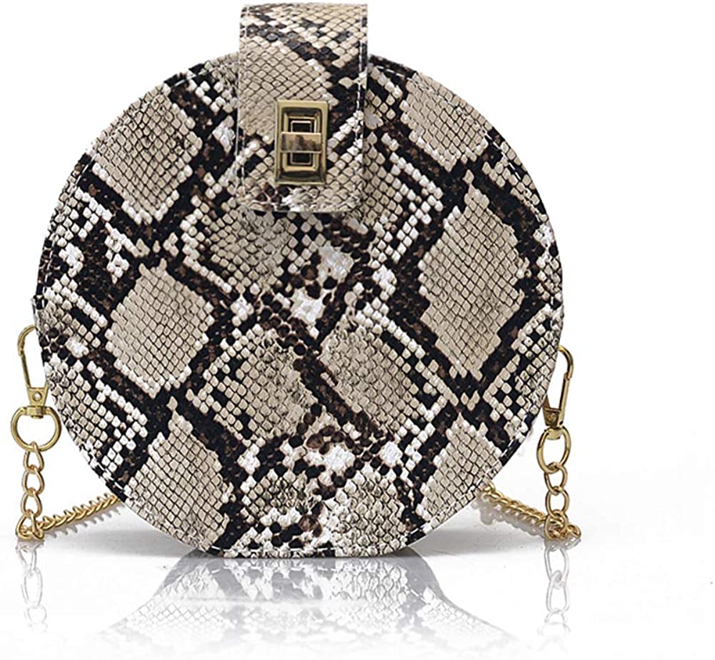 Price:$14.99 Fashion Crossbody Bag Snakeskin Shoulder Bag with Chain Strap for Women, Beige, Small  Handbags   