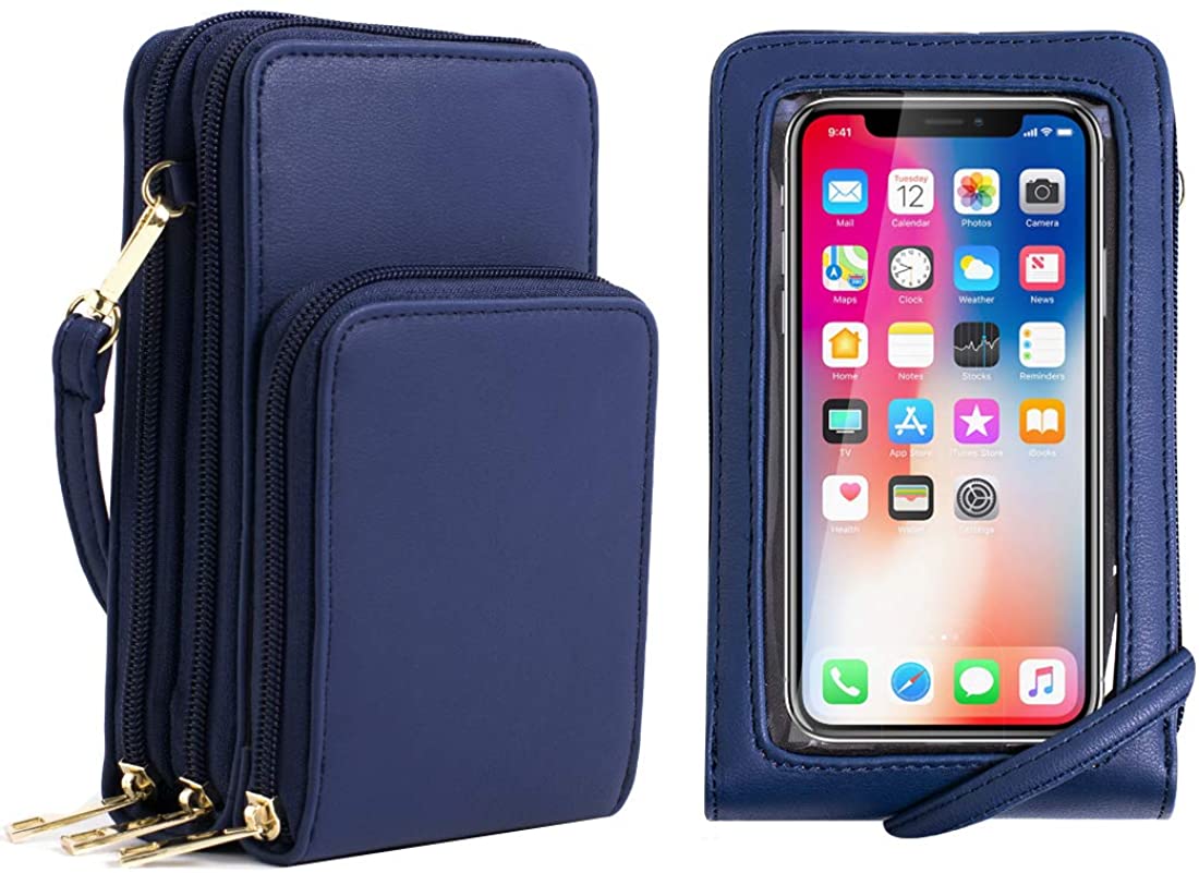 Price:$22.59 Small Crossbody Phone Bag for Women, RFID Blocking Touch Screen Cell phone Wallet Crossbody Purse Shoulder Strap Credit Card Holder  Handbags   