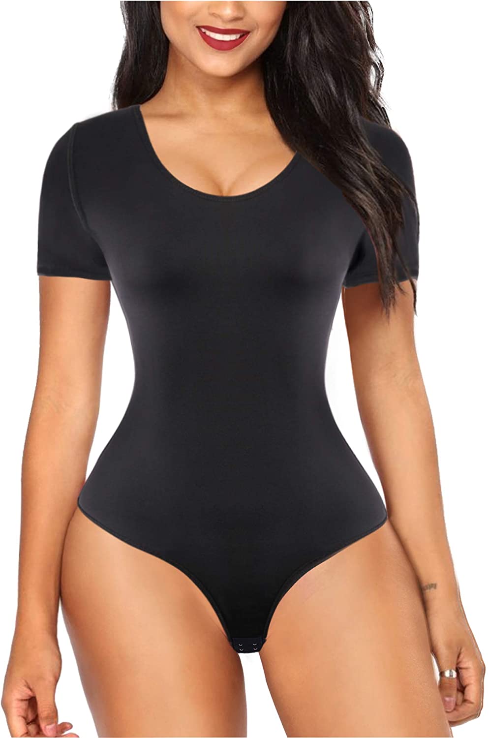 Price:$13.98    LODAY Sexy Bodysuit Tops for Women Long/Short Sleeve Basic Leotard Jumpsuit Slim T Shirts  Clothing