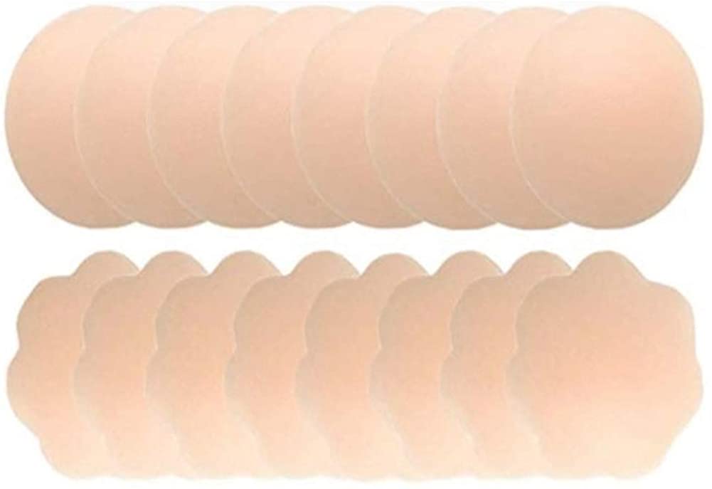 Price:$13.90 Nipple Covers, 8 Pairs Pasties Women Invisible Reusable NippleCovers Adhesive Silicone Nippleless Covers (4 Round+4 Petals) at Amazon Women’s Clothing store
