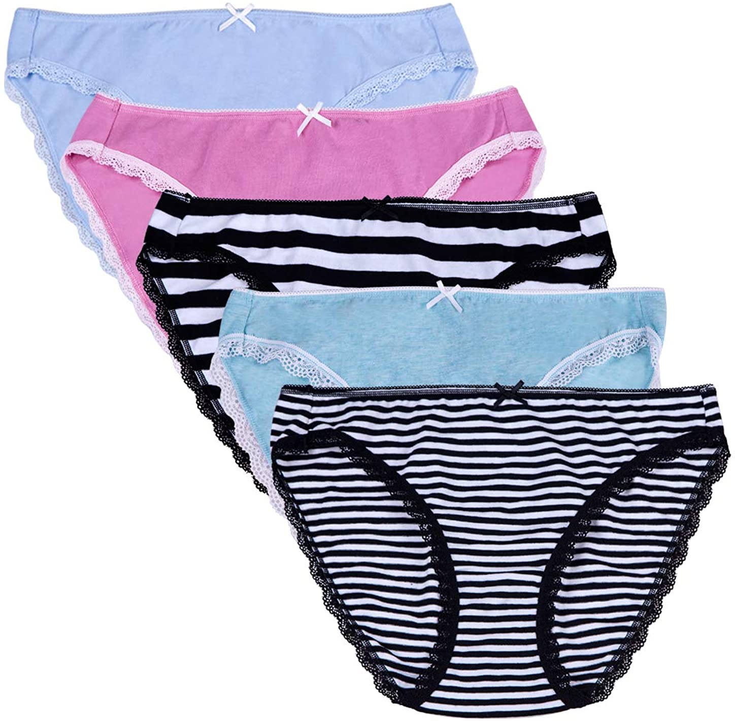 Price:$15.98 COMSOFT Underwear Women Cotton Bikini Panties Soft Stretchy Hipster Briefs Assorted 5 Pack at Amazon Women’s Clothing store