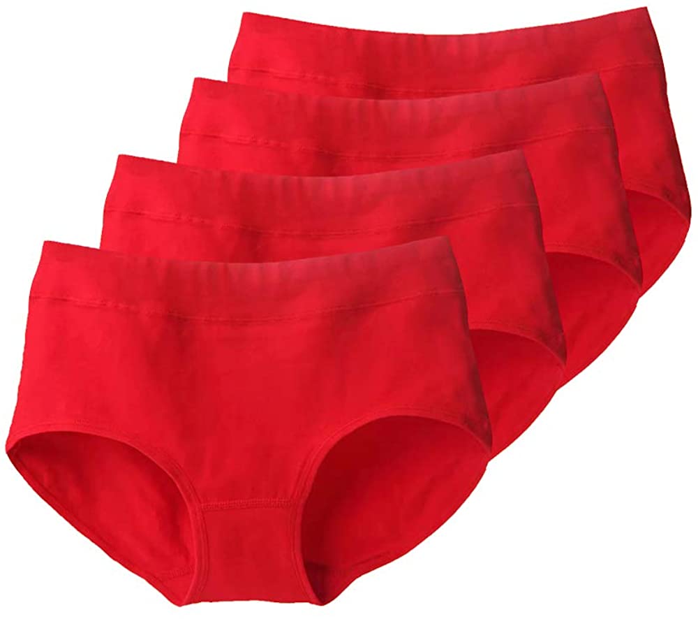 Price:$17.99 Women's Cotton Underwear Red Mid Waist Briefs Breathable Soft Ladies Stretch Panties The Birth Year Red Underpants 4Pack at Amazon Women’s Clothing store