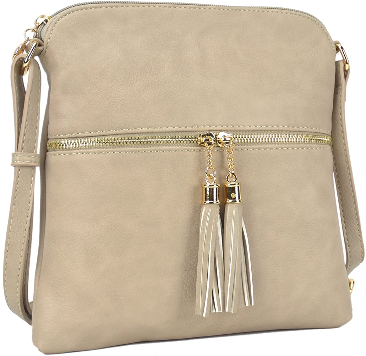 Price:$12.59 Dasein Lightweight Medium Crossbody Bag Vegan Leather Shoulder Bag Small Travel Purse with Tassel (Brick)  Handbags   